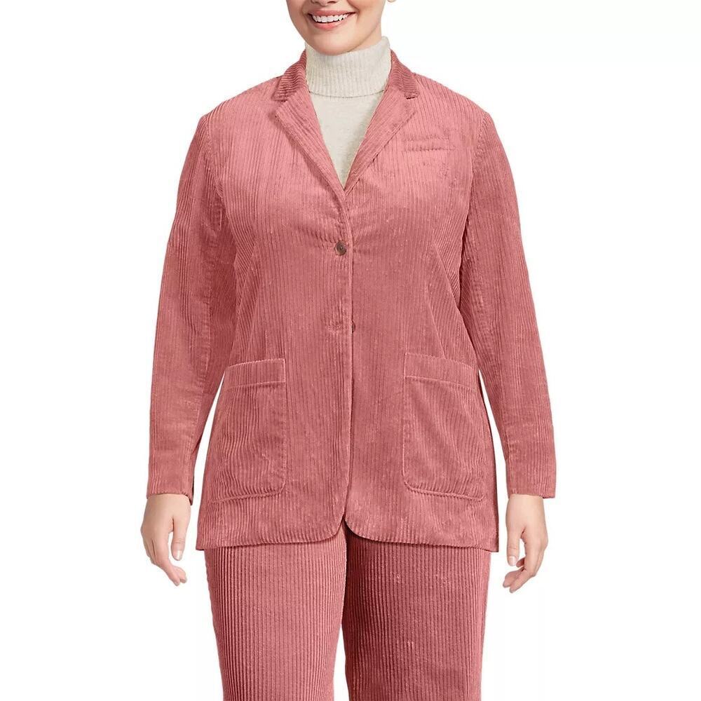 Lands' End Wide Wale Corduroy Blazer in "Dusty Brick" Pink Plus Size 2X - Picture 2 of 12